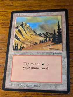 MTG Arabian Nights Mountain - ARN - Black Border - Rare C1 Error - LP/NM- - Image 1