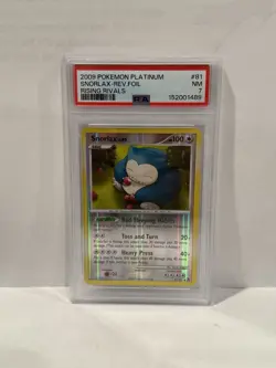 2009 Pokemon Platinum Snorlax Reverse Holo Foil Rising Rivals PSA 7 - Image 1