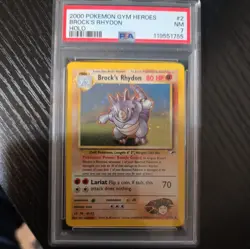 PSA 7 Mint Brock's Rhydon 2/132 Holo 2000 Pokemon Gym Heroes - Image 1