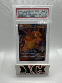 2019 POKEMON SM BLACK STAR PROMO HIDDEN FATES TINS #SM211 CHARIZARD GX PSA 10 - Image 1