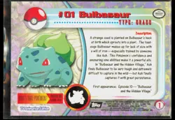 1999 Topps Pokemon TV Animation Foil Black Logo Bulbasaur #1 - Image 2