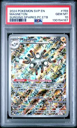 2024 POKEMON SURGING SPARKS POKEMON CENTER ETB #159 MAGNETON PSA 10 - Image 1