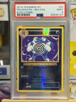 Poliwrath Reverse Holo 25/108 Evolutions Pokemon PSA 9 - Image 1