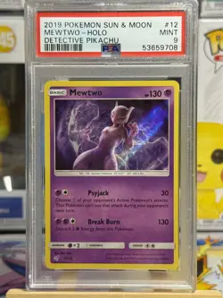 Mewtwo Holo 12/18 Detective Pikachu Pokemon PSA 9 - Image 1