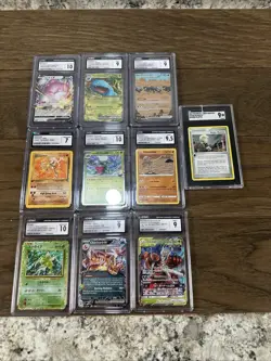 (10) Graded Pokemon Lot 10 CGC Charizard Hitmonlee Fossil Venusaur Durant Ex - Image 1
