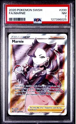 2020 Pokemon Sword & Shield Vivid Voltage Full Art Marnie 200 PSA 7 NEAR MINT - Image 1