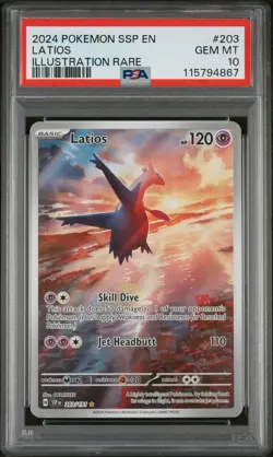 2024 POKEMON SSP EN-SURGING SPARKS ILLUSTRATION RARE #203 LATIOS PSA 10 - Image 1
