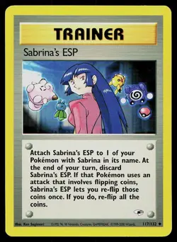 Pokemon Card Gym Heroes Sabrina's ESP 117/132 Unlimited Uncommon - Image 1