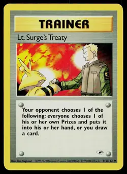Pokemon Card Gym Heroes Lt. Surge's Treaty 112/132 Unlimited Uncommon - Image 1