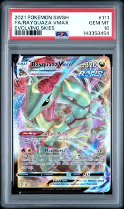 2021 Pokemon Sword & Shield Evolving Skies #111 Fa/Rayquaza Vmax PSA 10 - Image 1