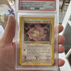 PSA 9 Team Rocket's Meowth 18/53 Wotc Promo Pokemon League 2000 - Image 1