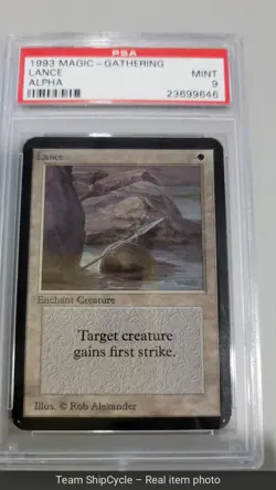 1993 MTG Magic the Gathering Card Alpha Lance PSA 9 TCG G2U - Image 3
