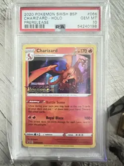 Pokemon TCG Cards Prerelease Charizard SWSH066 Holo Promo PSA 10 GEM MINT - Image 1