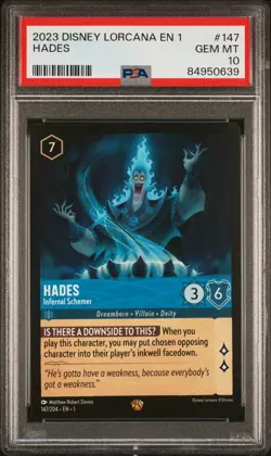 2023 DISNEY LORCANA EN 1-THE FIRST CHAPTER #147 HADES - INFERNAL SCHEMER PSA 10 - Image 1