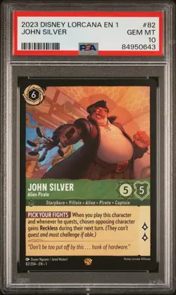 2023 DISNEY LORCANA EN 1-THE FIRST CHAPTER #82 JOHN SILVER - ALIEN PIRATE PSA 10 - Image 1