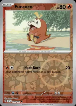 Pokemon Surging Sparks Fuecoco Reverse Holo Common Card 029/191 NM - Image 1