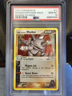 Pokemon TCG Team Magma's Rhydon Holo Card 11/95 Vintage Team Magma vs Team Aqua - Image 1