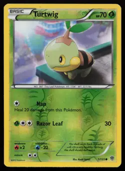 Turtwig 1/135 Reverse Holo Common Plasma Storm Pokemon LP - Image 1