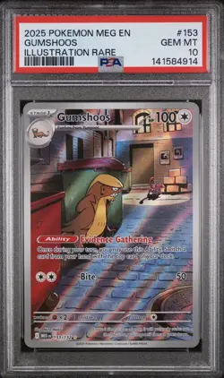 2025 POKEMON MEG EN-MEGA EVOLUTION ILLUSTRATION RARE #153 GUMSHOOS PSA 10 - Image 1