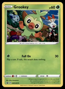Grookey SWSH070 Holo Promo Sword & Shield Promo Pokemon Holo Heavily Played - Image 1
