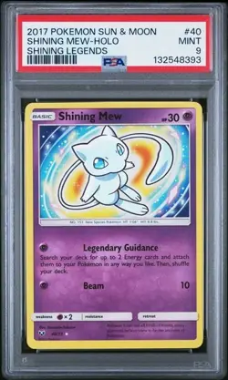 Shining Mew-Holo Pokemon Sun & Moon Shining Legends 40 NM PSA 9 - Image 1