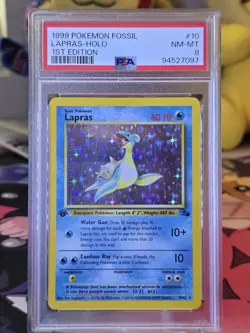 1999 Pokemon Fossil Lapras- Holo 1st Edition #10 psa 8 - Image 1