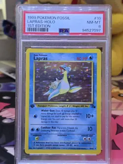 1999 Pokemon Fossil Lapras- Holo 1st Edition #10 psa 8 - Image 2