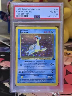 1999 Pokemon Fossil Lapras- Holo 1st Edition #10 psa 8 - Image 4