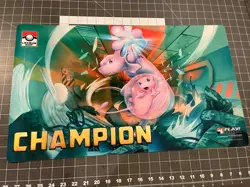 Pokemon 2019 League Cup Champion Playmat Mew & Mewtwo Tag Team - Good Condition - Image 1