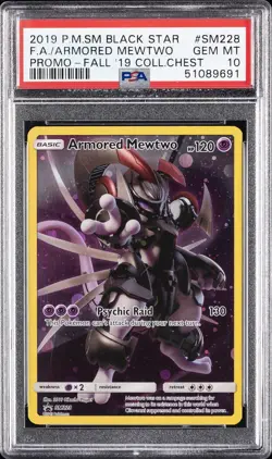 2019 POKEMON SM BLACK STAR PROMO #SM228 FULL ART/ARMORED MEWTWO PSA 10 - Image 1