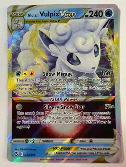 Alolan Vulpix VStar 034/195 Ultra Rare Silver Tempest - Pokemon TCG Near Mint NM - Image 1