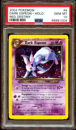 PSA 10 GEM MINT Dark Espeon 4/105 HOLO Neo Destiny RARE Pokemon Card - Image 1