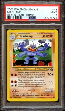 PSA 9 MINT Machamp 43 WOTC Black Star PROMO Pokemon Card 723 - Image 1