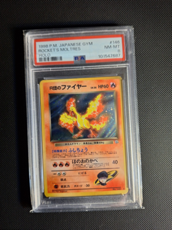 Rocket's Moltres Rare Holo Pokemon 1998 Gym Heroes Japanese #146 PSA 8 - Image 1