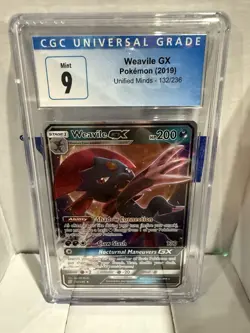 CGC 9 Mint Pokemon Weavile GX 132/236 Unified Minds 2019 Graded Holo - Image 1