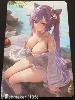 Matchmaker Spicy Waifu NSFW A5 Size Card Board Keqing Genshin Impact Hot Spring - Image 1