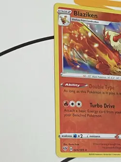 Pokemon Blaziken Reverse Holo Rare Stage 2 Pokemon 024/189 Darkness Ablaze 2020 - Image 3