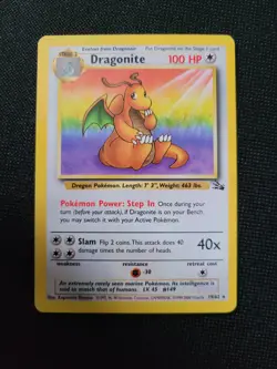 Pokemon Fossil Red Logo 3rd Print 1999 2000 Dragonite 19/62 - Image 1