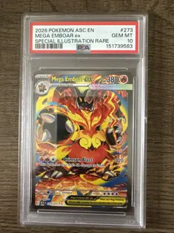 2026 POKEMON ASCENDED HEROES SPECIAL ILLUSTRATION RARE MEGA EMBOAR EX PSA 10 - Image 1