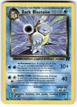 Dark Blastoise 20/82 Non Holo Rare Team Rocket Set Pokemon TCG Vintage LP - Image 1