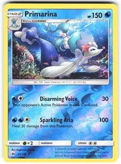Primarina 41/149 Rare SM Base Set Pokemon Reverse Holo Near Mint - Image 1