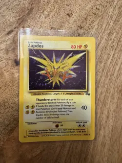Pokemon TCG Zapdos 15/62 Fossil Holo Rare Basic 80 HP Unlimited Wotc 1999 - Image 1
