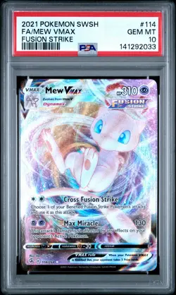 2021 Pokemon Sword & Shield Fusion Strike #114 Fa/Mew Vmax Fusion Strike PSA 10 - Image 1