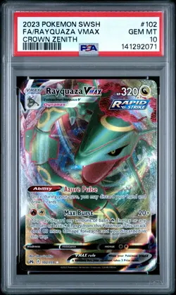 2023 Pokemon Crown Zenith #102 Rayquaza Vmax PSA 10 - Image 1