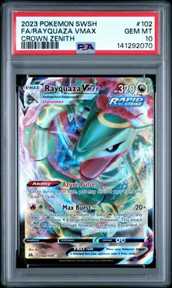 2023 Pokemon Crown Zenith #102 Rayquaza Vmax PSA 10 - Image 1