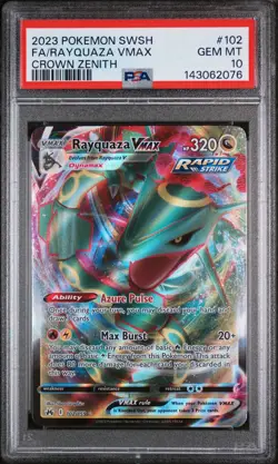 2023 Pokemon Crown Zenith #102 Rayquaza Vmax PSA 10 - Image 1