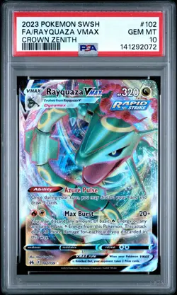 2023 Pokemon Crown Zenith #102 Rayquaza Vmax PSA 10 - Image 1