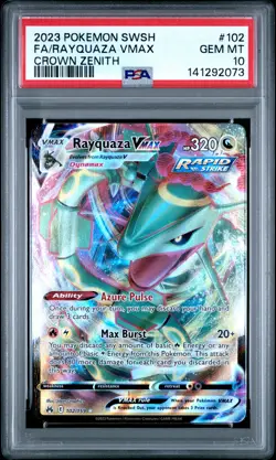 2023 Pokemon Crown Zenith #102 Rayquaza Vmax PSA 10 - Image 1