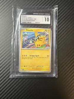 Pokemon Pikachu 2024 Black Star Promos World Championships #190 CGC 10 - Image 1