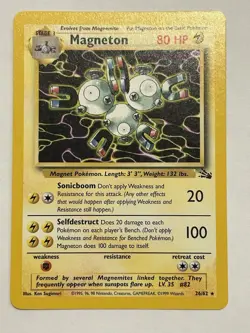 Pokemon TCG Magneton Fossil Card 26/62 Unlimited Non-Holo Rare - Image 1